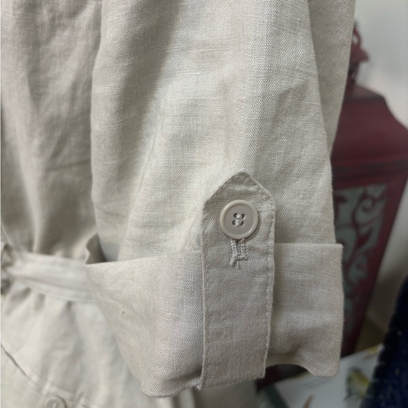 DAVID BROOKS LINEN TAN JACKET DOUBLE BREASTED SAFARI STYLE SHORT SLEEVE SIZE XL - Picture 5 of 10